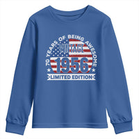 70th Birthday Youth Sweatshirt Vintage 1956 70 Year Old Birthday American Flag