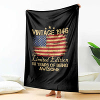 80th Birthday Throw Blanket Vintage 1946 Limited Edition 80 Year Old Birthday USA Flag