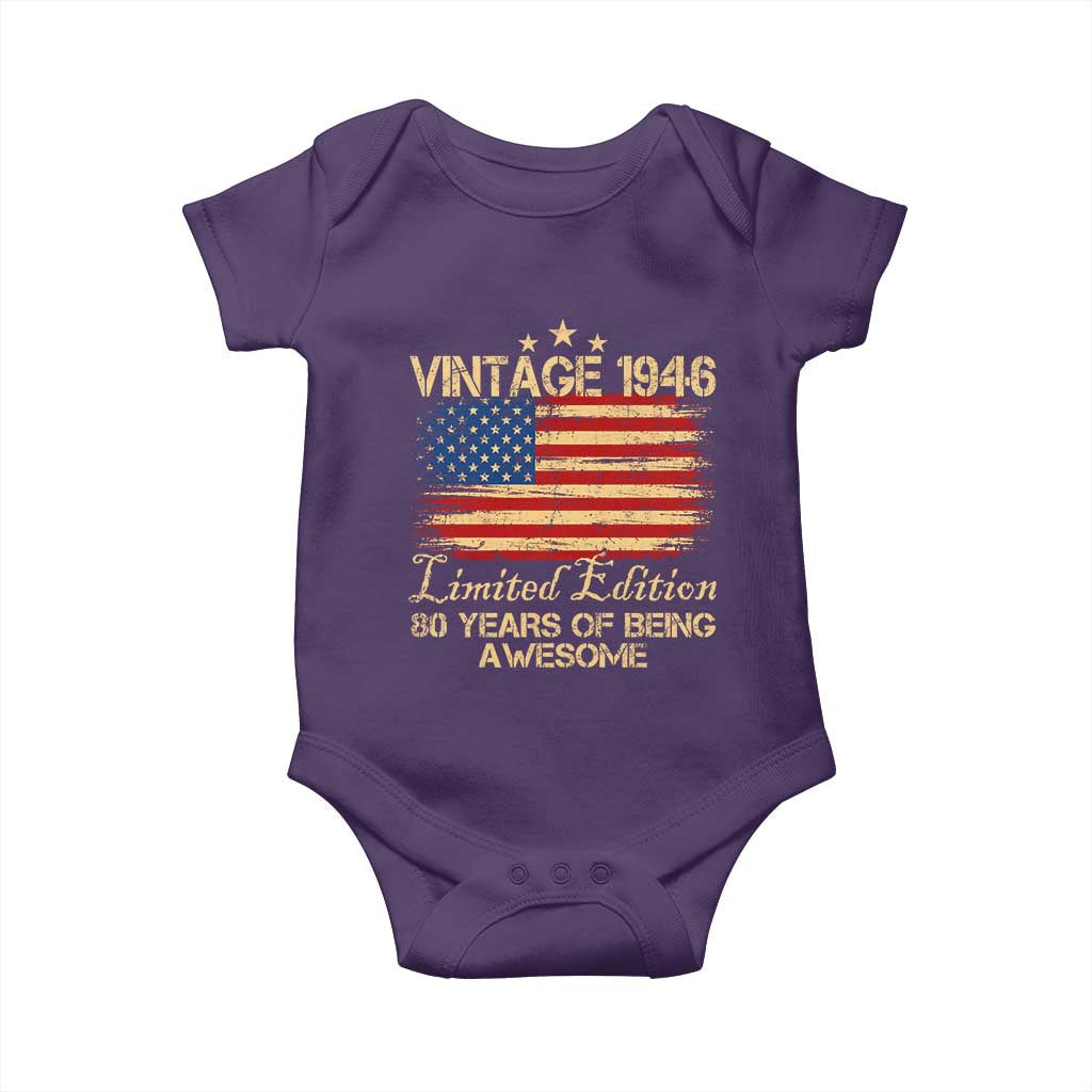 80th Birthday Baby Onesie Vintage 1946 Limited Edition 80 Year Old Birthday USA Flag