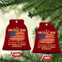 80th Birthday Ceramic Ornament Vintage 1946 Limited Edition 80 Year Old Birthday USA Flag