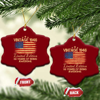 80th Birthday Ceramic Ornament Vintage 1946 Limited Edition 80 Year Old Birthday USA Flag