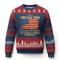 80th Birthday Ugly Christmas Sweater Vintage 1946 Limited Edition 80 Year Old Birthday USA Flag