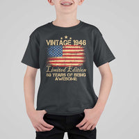 80th Birthday T Shirt For Kid Vintage 1946 Limited Edition 80 Year Old Birthday USA Flag
