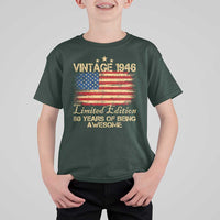 80th Birthday T Shirt For Kid Vintage 1946 Limited Edition 80 Year Old Birthday USA Flag