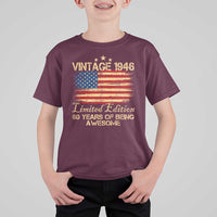 80th Birthday T Shirt For Kid Vintage 1946 Limited Edition 80 Year Old Birthday USA Flag