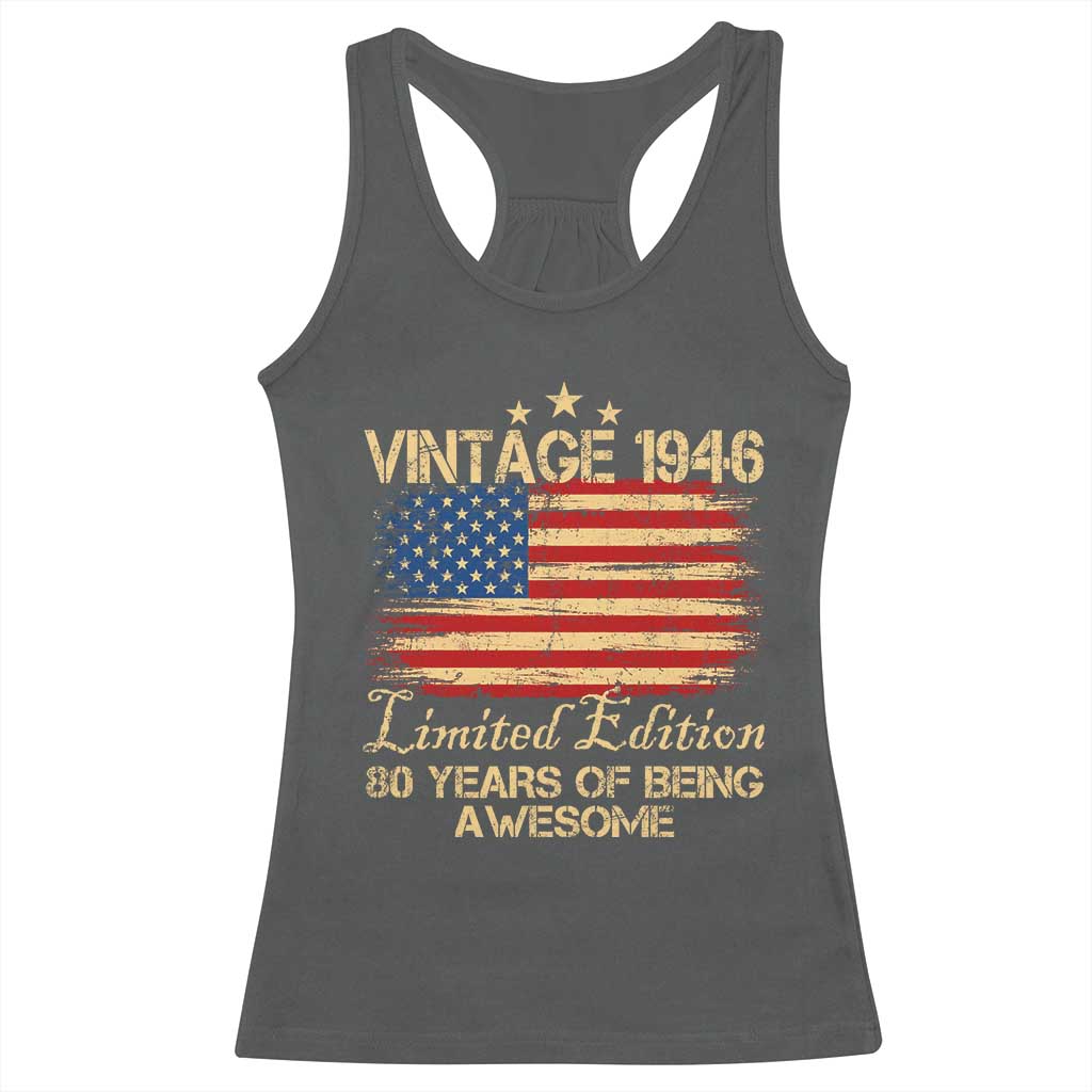 80th Birthday Racerback Tank Top Vintage 1946 Limited Edition 80 Year Old Birthday USA Flag