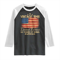 80th Birthday Raglan Shirt Vintage 1946 Limited Edition 80 Year Old Birthday USA Flag