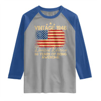 80th Birthday Raglan Shirt Vintage 1946 Limited Edition 80 Year Old Birthday USA Flag