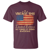 80th Birthday T Shirt Vintage 1946 Limited Edition 80 Year Old Birthday USA Flag