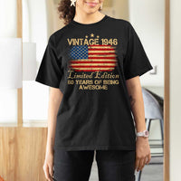 80th Birthday T Shirt For Women Vintage 1946 Limited Edition 80 Year Old Birthday USA Flag