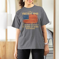 80th Birthday T Shirt For Women Vintage 1946 Limited Edition 80 Year Old Birthday USA Flag
