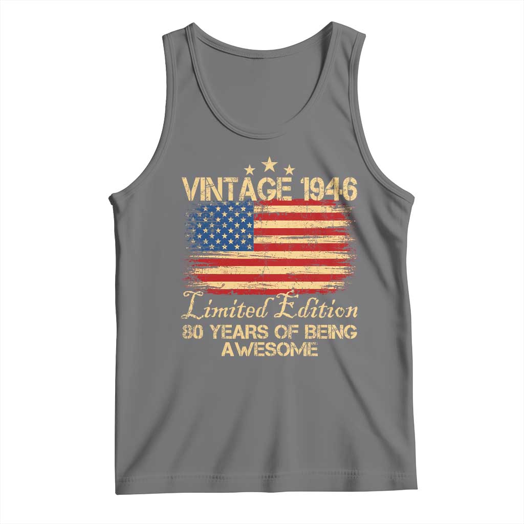80th Birthday Tank Top Vintage 1946 Limited Edition 80 Year Old Birthday USA Flag