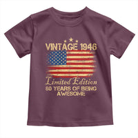 80th Birthday Toddler T Shirt Vintage 1946 Limited Edition 80 Year Old Birthday USA Flag