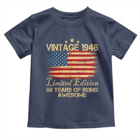 80th Birthday Toddler T Shirt Vintage 1946 Limited Edition 80 Year Old Birthday USA Flag