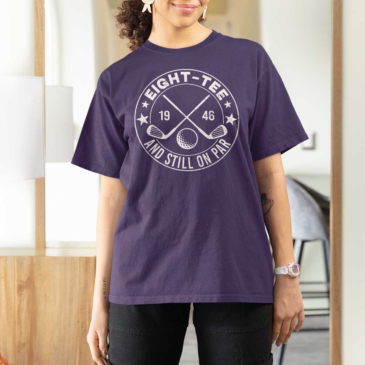 80th Birthday Golf T Shirt For Women Vintage 1946 Eight Tee And Still On Par Golf Lover Gift