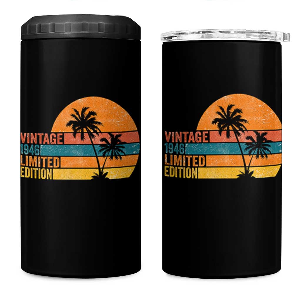 Vintage 1946 Limited Edition 4 in 1 Can Cooler Tumbler Retro Sunset 80th Birthday 80 Year Old Gifts
