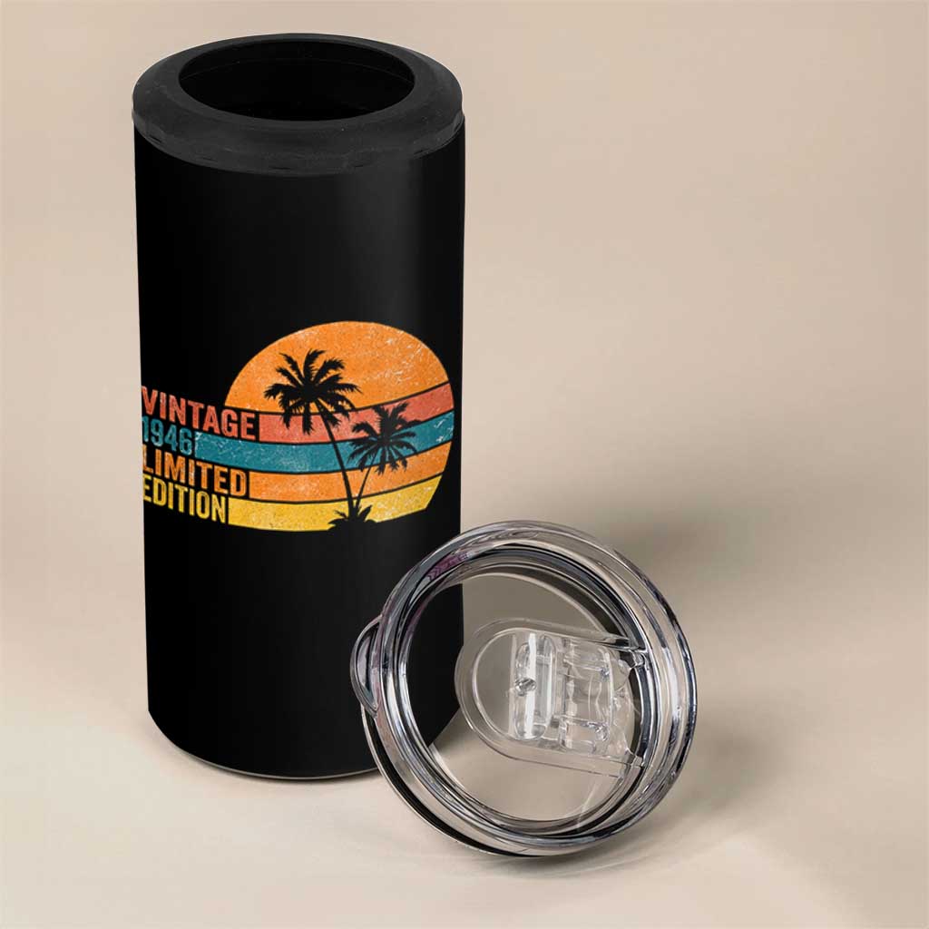 Vintage 1946 Limited Edition 4 in 1 Can Cooler Tumbler Retro Sunset 80th Birthday 80 Year Old Gifts