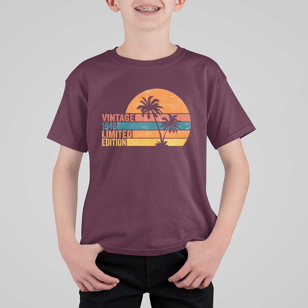 Vintage 1946 Limited Edition T Shirt For Kid Retro Sunset 80th Birthday 80 Year Old Gifts