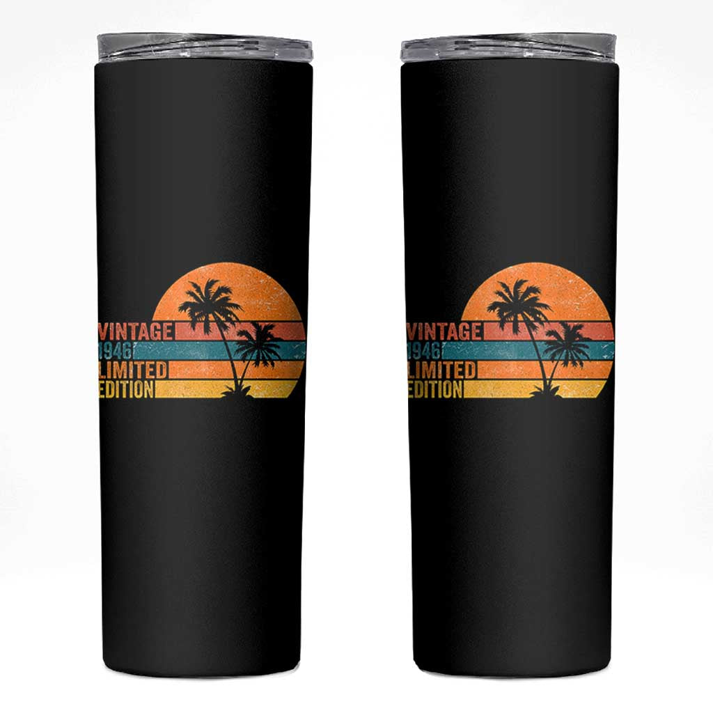 Vintage 1946 Limited Edition Skinny Tumbler Retro Sunset 80th Birthday 80 Year Old Gifts
