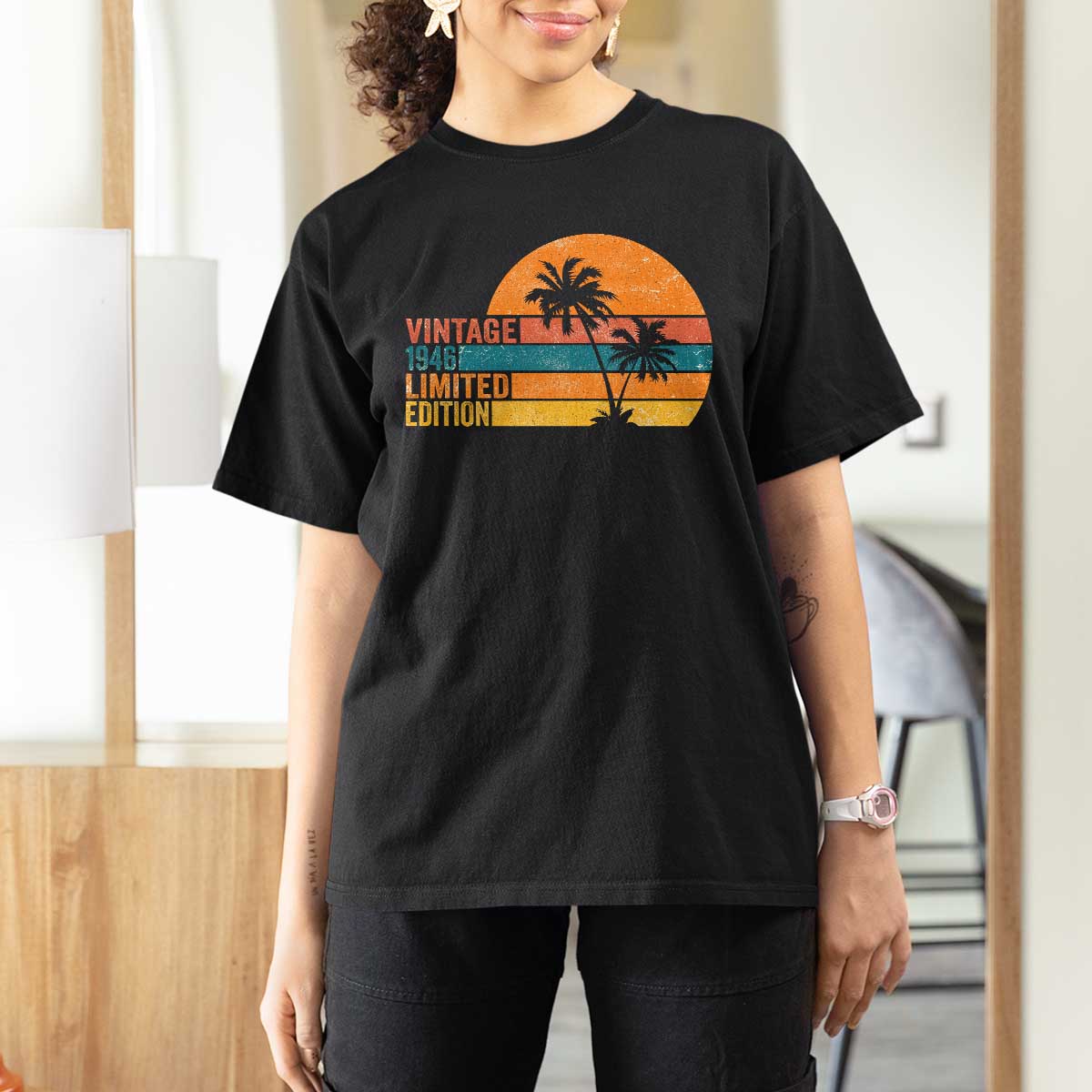 Vintage 1946 Limited Edition T Shirt For Women Retro Sunset 80th Birthday 80 Year Old Gifts