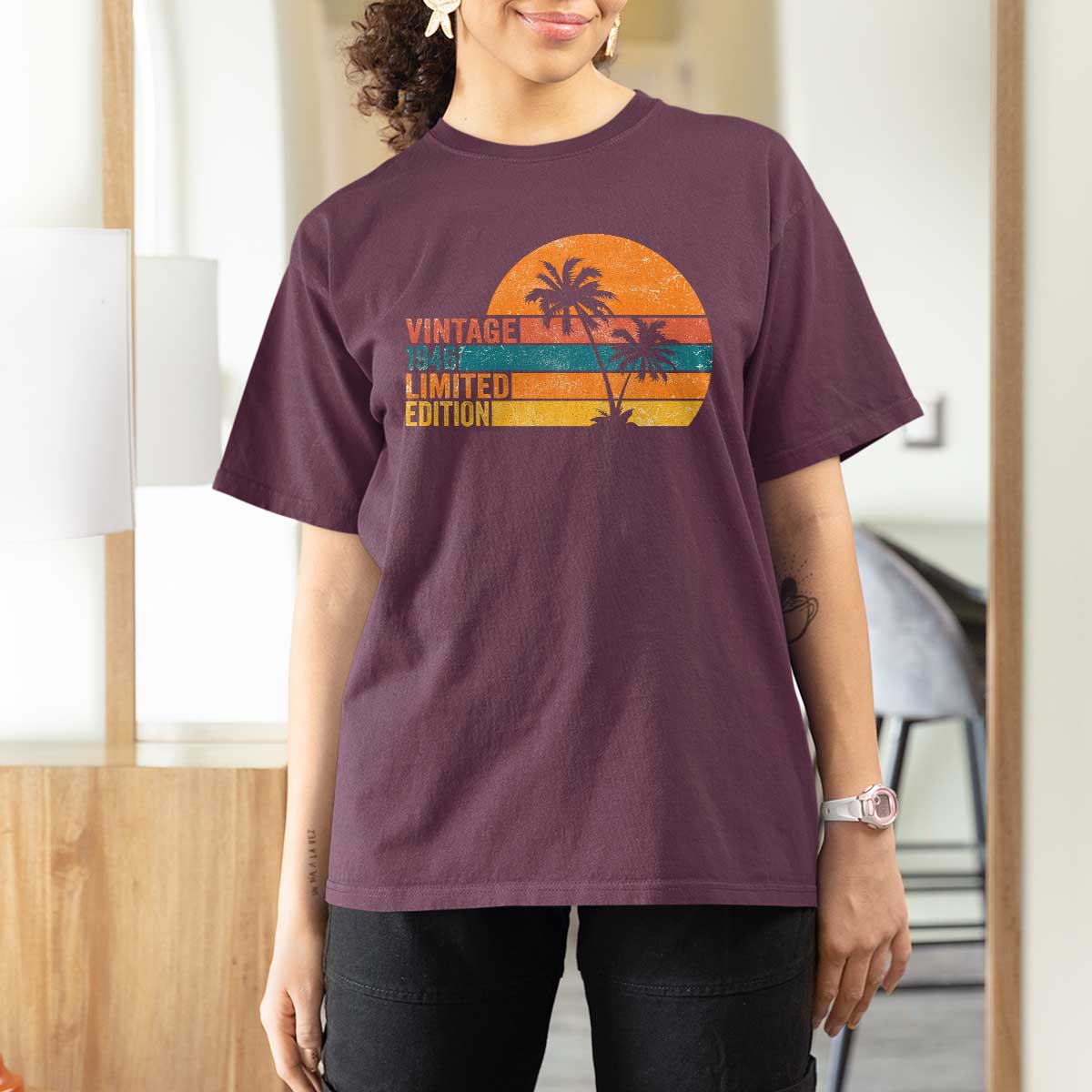 Vintage 1946 Limited Edition T Shirt For Women Retro Sunset 80th Birthday 80 Year Old Gifts