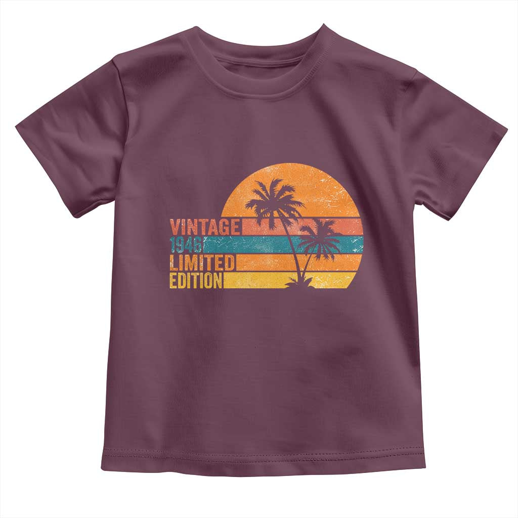 Vintage 1946 Limited Edition Toddler T Shirt Retro Sunset 80th Birthday 80 Year Old Gifts