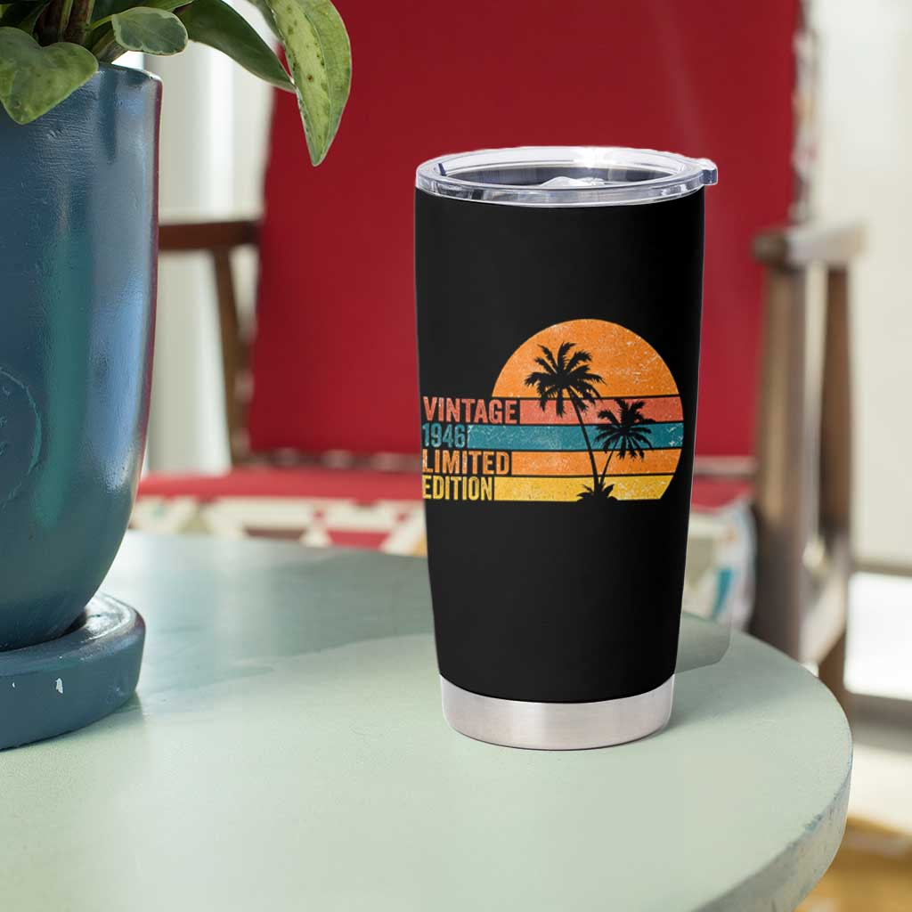Vintage 1946 Limited Edition Tumbler Cup Retro Sunset 80th Birthday 80 Year Old Gifts