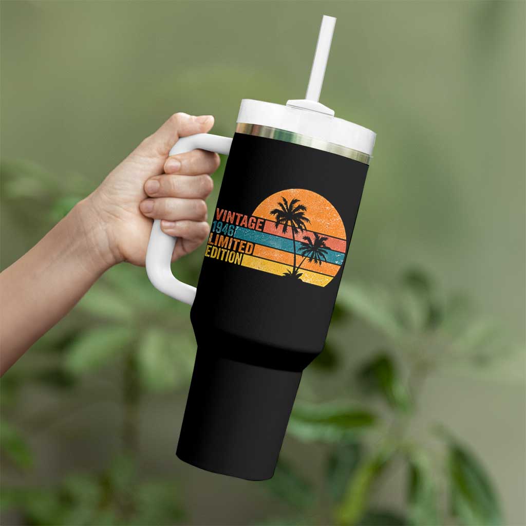 Vintage 1946 Limited Edition Tumbler With Handle Retro Sunset 80th Birthday 80 Year Old Gifts