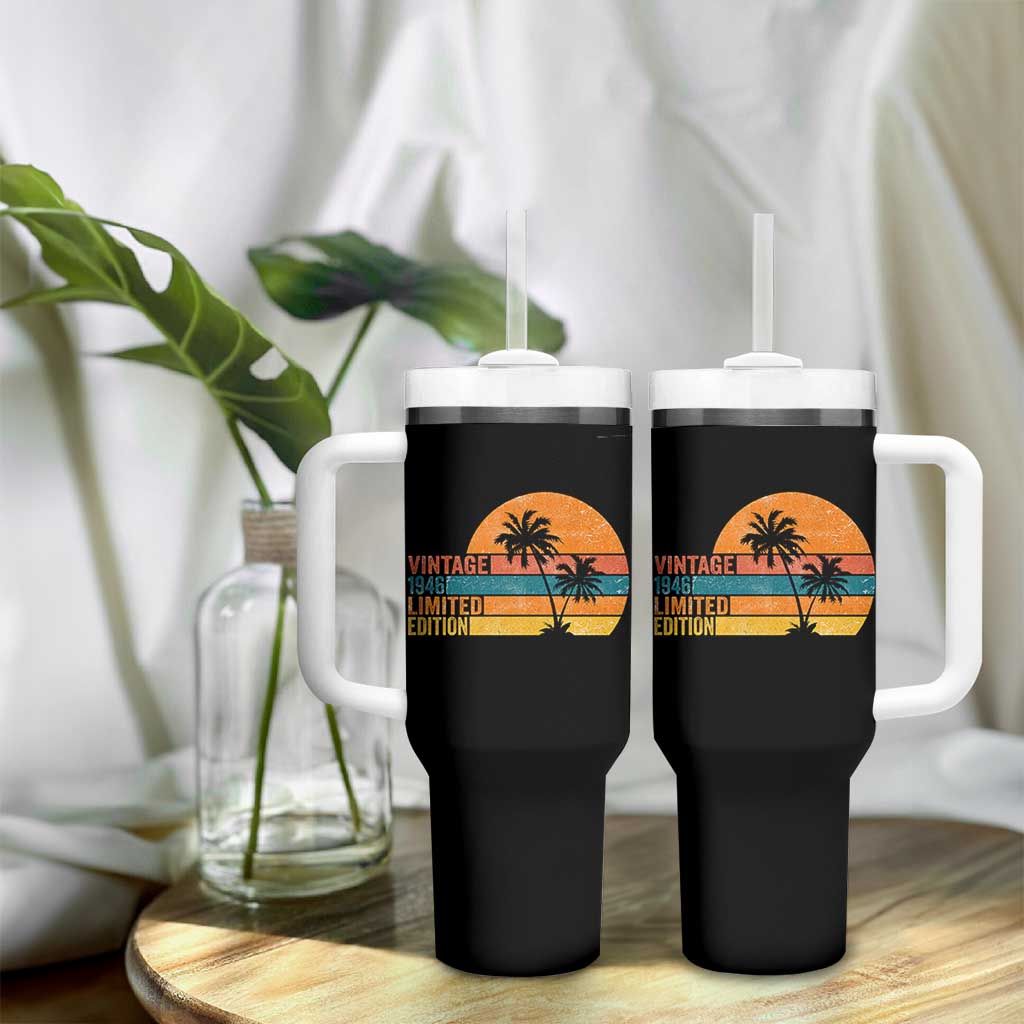 Vintage 1946 Limited Edition Tumbler With Handle Retro Sunset 80th Birthday 80 Year Old Gifts