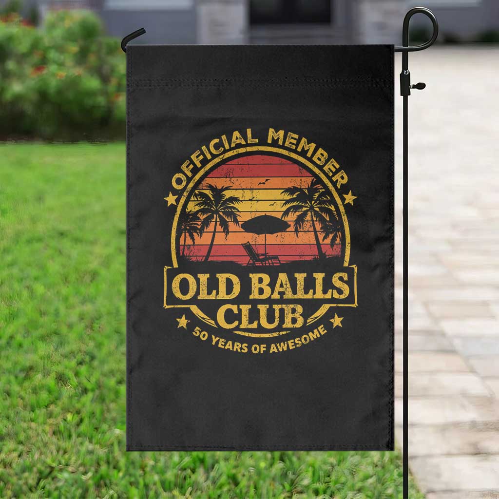 Funny 50th Birthday Garden Flag Retro Old Balls Club Gag Gift
