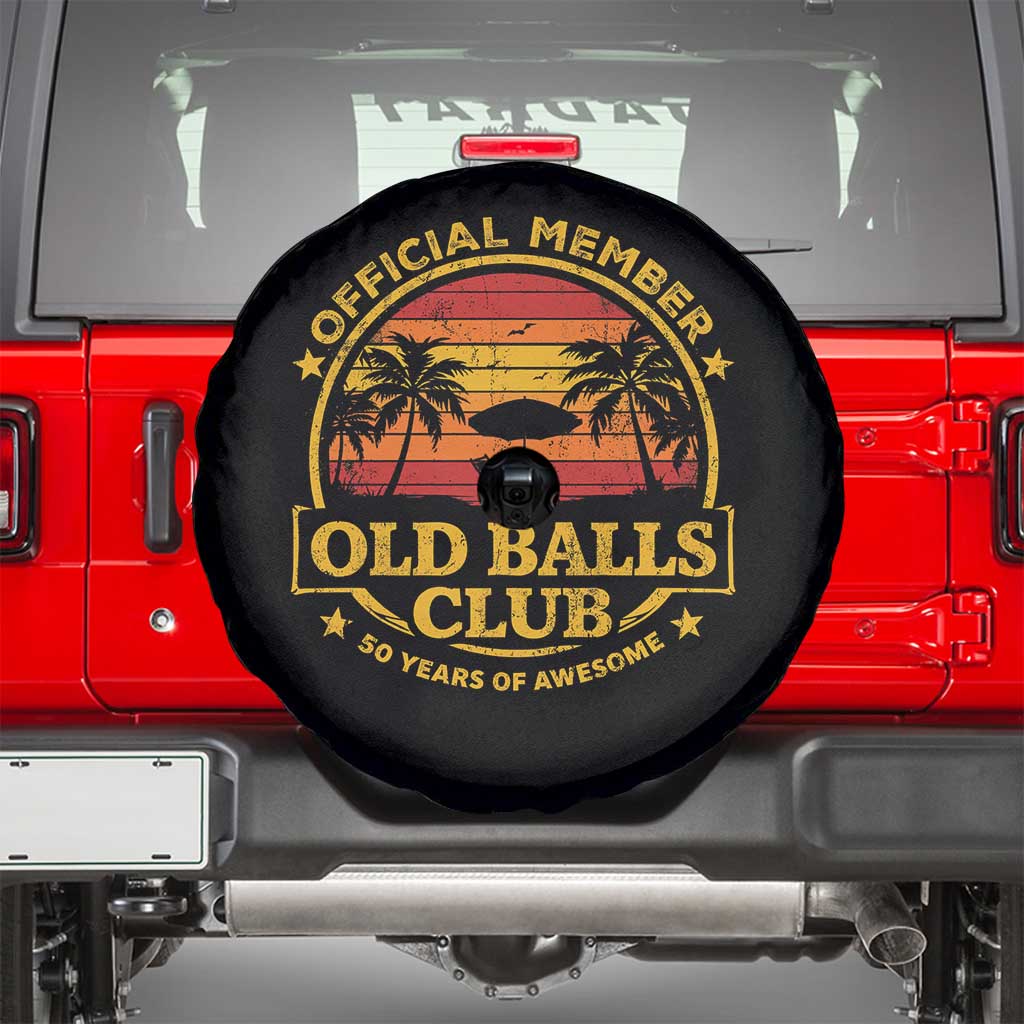 Funny 50th Birthday Spare Tire Cover Retro Old Balls Club Gag Gift