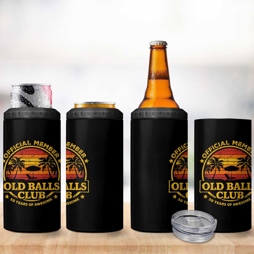 Funny 50th Birthday 4 in 1 Can Cooler Tumbler Retro Old Balls Club Gag Gift