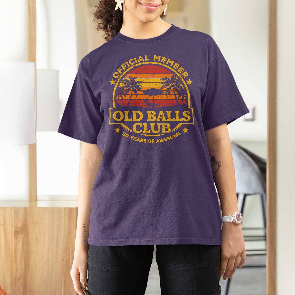 Funny 50th Birthday T Shirt For Women Retro Old Balls Club Gag Gift