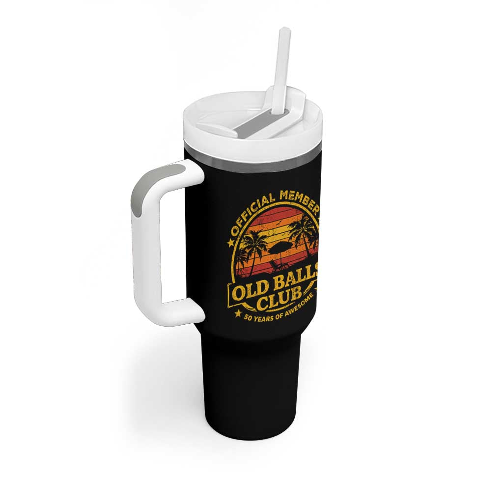 Funny 50th Birthday Tumbler With Handle Retro Old Balls Club Gag Gift
