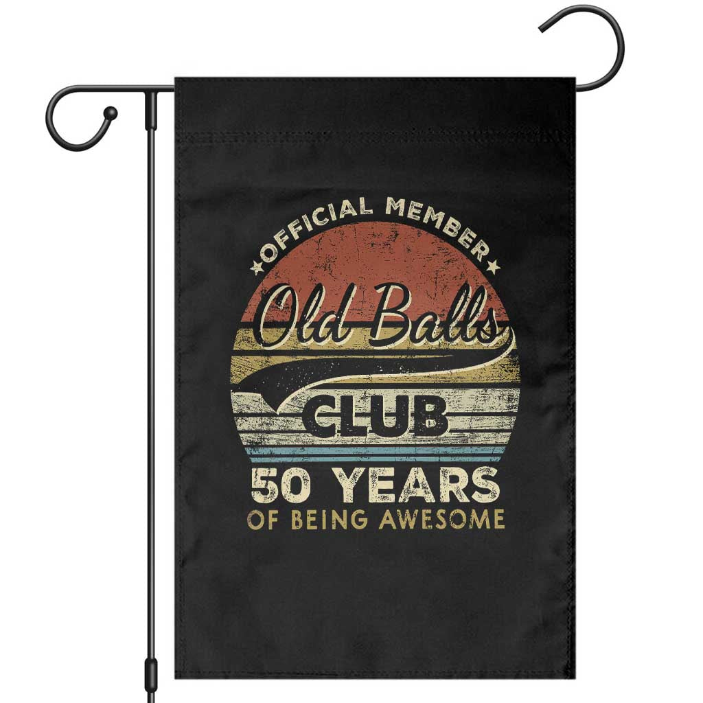 Funny 50th Birthday Garden Flag Retro Old Balls Club 50 Years Of Awesome Gag Gift