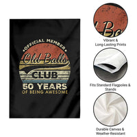 Funny 50th Birthday Garden Flag Retro Old Balls Club 50 Years Of Awesome Gag Gift