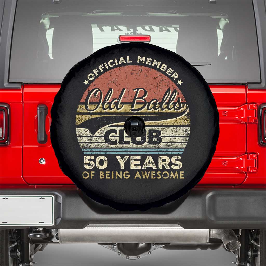 Funny 50th Birthday Spare Tire Cover Retro Old Balls Club 50 Years Of Awesome Gag Gift