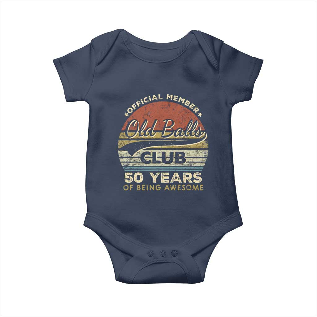 Funny 50th Birthday Baby Onesie Retro Old Balls Club 50 Years Of Awesome Gag Gift