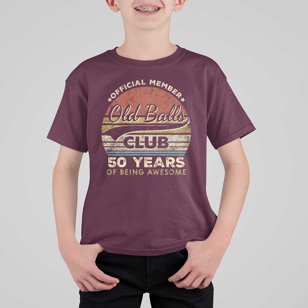 Funny 50th Birthday T Shirt For Kid Retro Old Balls Club 50 Years Of Awesome Gag Gift