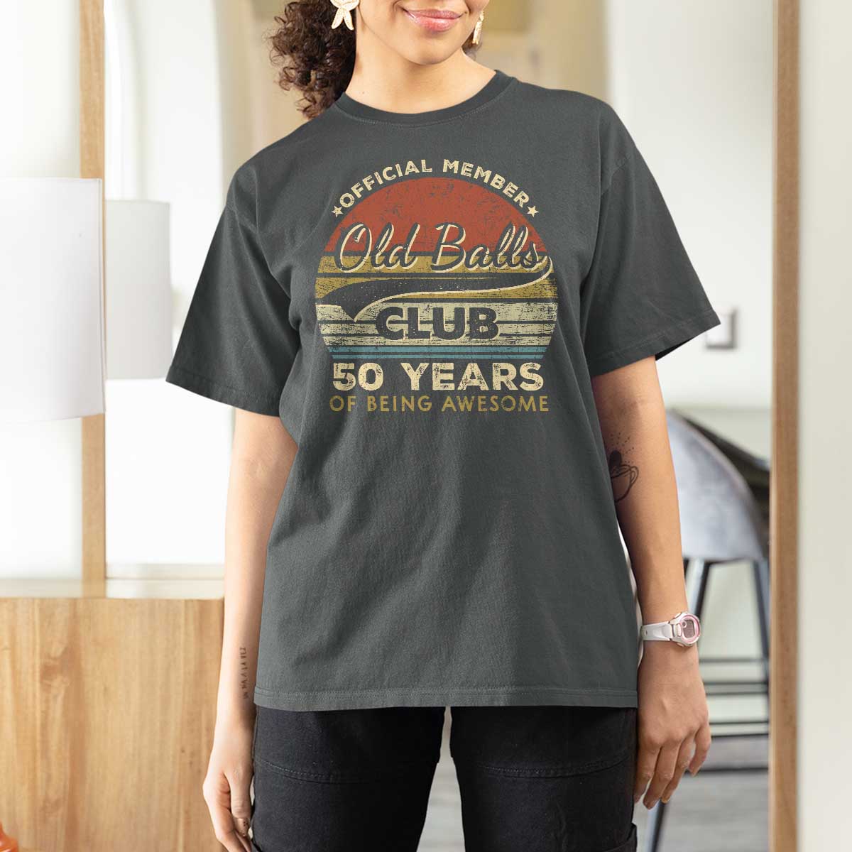 Funny 50th Birthday T Shirt For Women Retro Old Balls Club 50 Years Of Awesome Gag Gift