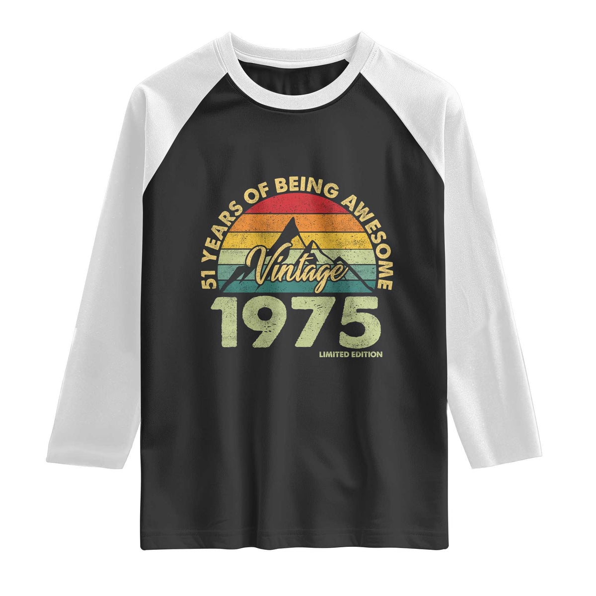 51th Birthday Raglan Shirt Vintage 1975 Limited Edition 51 Years Old Gift