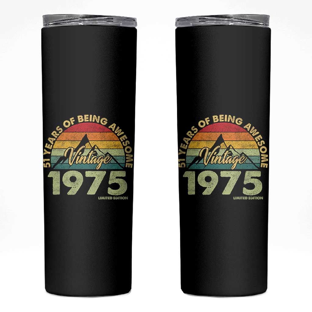 51th Birthday Skinny Tumbler Vintage 1975 Limited Edition 51 Years Old Gift