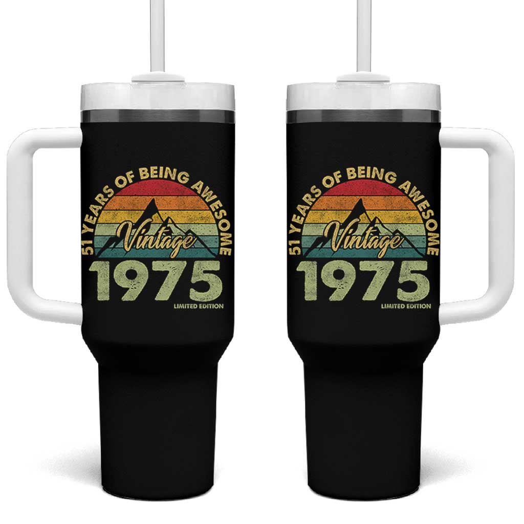 51th Birthday Tumbler With Handle Vintage 1975 Limited Edition 51 Years Old Gift