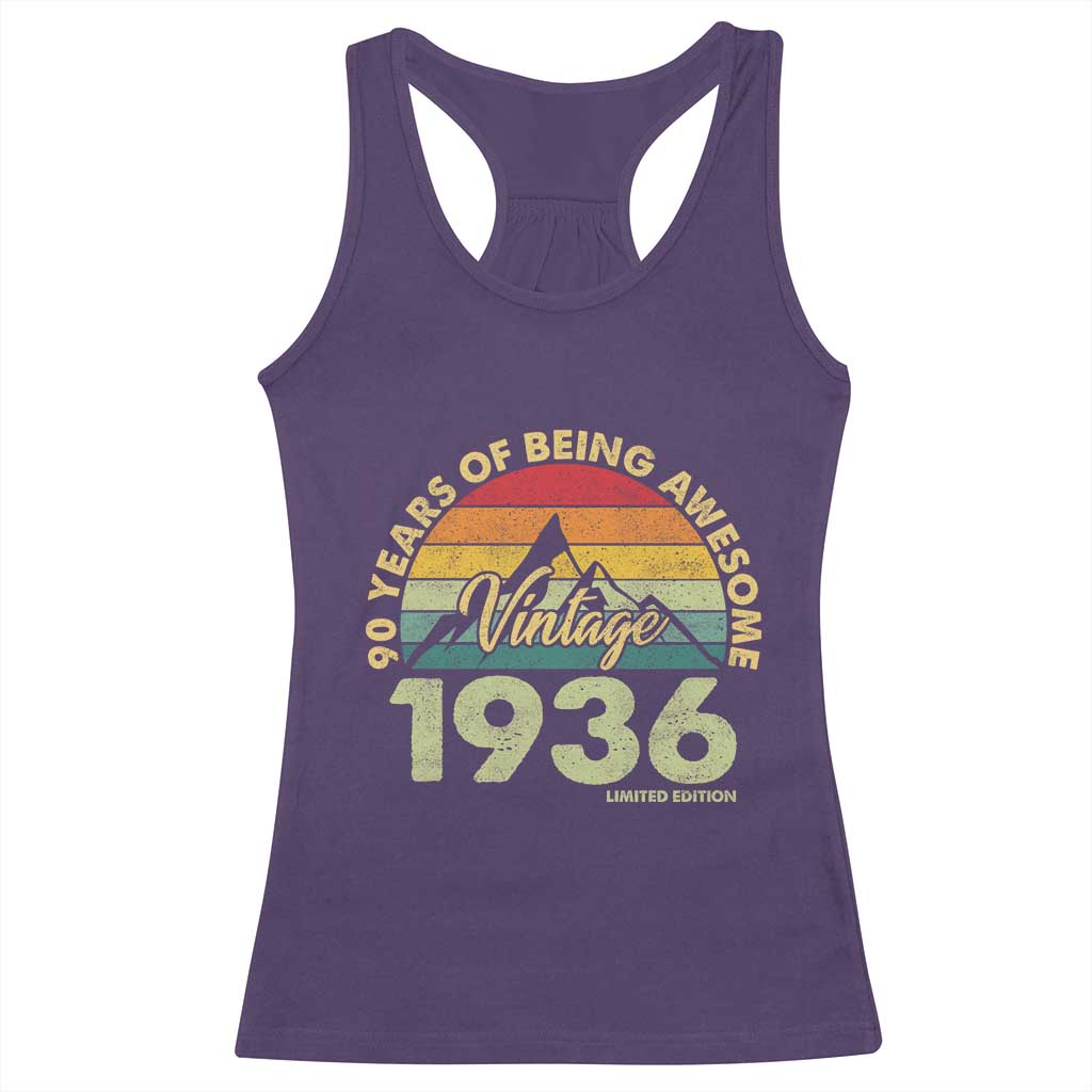 90th Birthday Racerback Tank Top Vintage 1936 Limited Edition 90 Year Old Gift