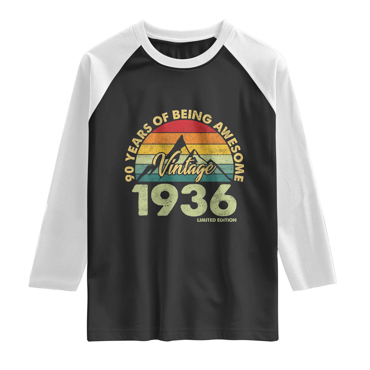 90th Birthday Raglan Shirt Vintage 1936 Limited Edition 90 Year Old Gift