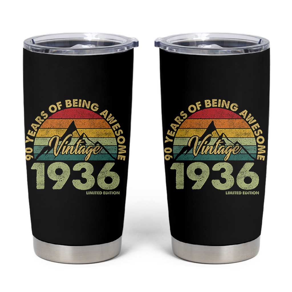 90th Birthday Tumbler Cup Vintage 1936 Limited Edition 90 Year Old Gift