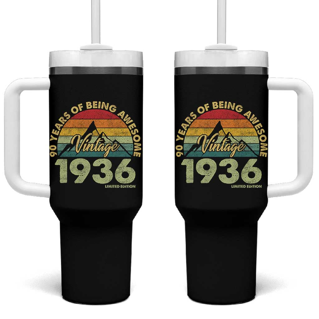 90th Birthday Tumbler With Handle Vintage 1936 Limited Edition 90 Year Old Gift