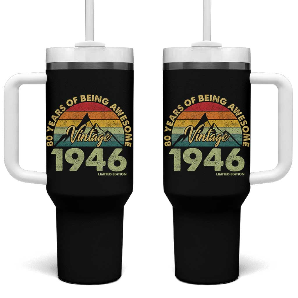 80th Birthday Tumbler With Handle Vintage 1946 Limited Edition 80 Year Old Gift