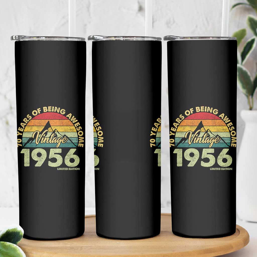 70th Birthday Skinny Tumbler Vintage 1956 Limited Edition 70 Year Old Gift