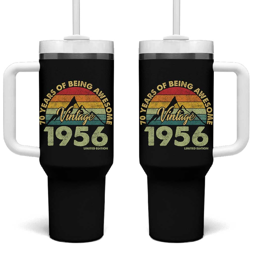 70th Birthday Tumbler With Handle Vintage 1956 Limited Edition 70 Year Old Gift